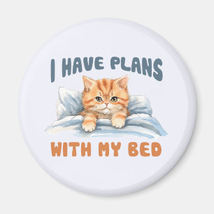 Íman Eu tenho planos com minha cama - Gato Laranja Louc