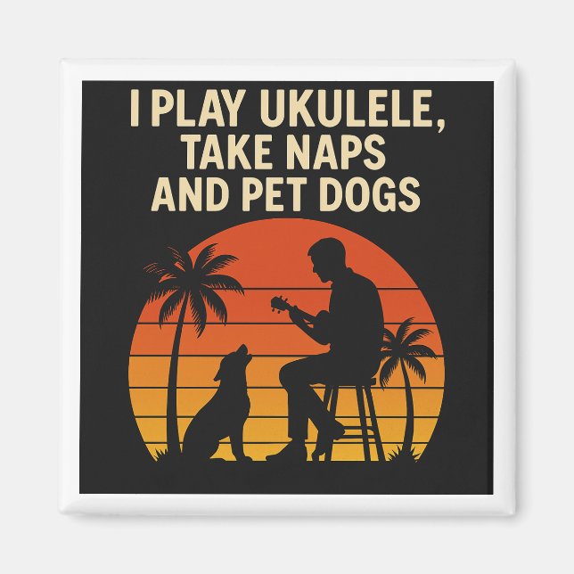 Íman Eu toco ukulele - ímã (Frente)