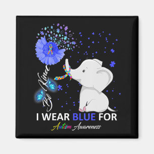 Íman Eu Visto Autismo Azul Sensibilização Elefante Auti