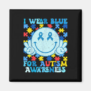 Íman Eu Visto Azul Para A Consciência Autista Mês Homen