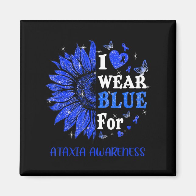 Íman Eu visto Blue Twinkle Heart Sunflower Ataxia Aware (Frente)