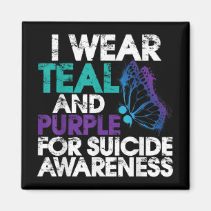 Íman Eu Visto Teal E Roxo Apoio À Consciência Do Suicíd
