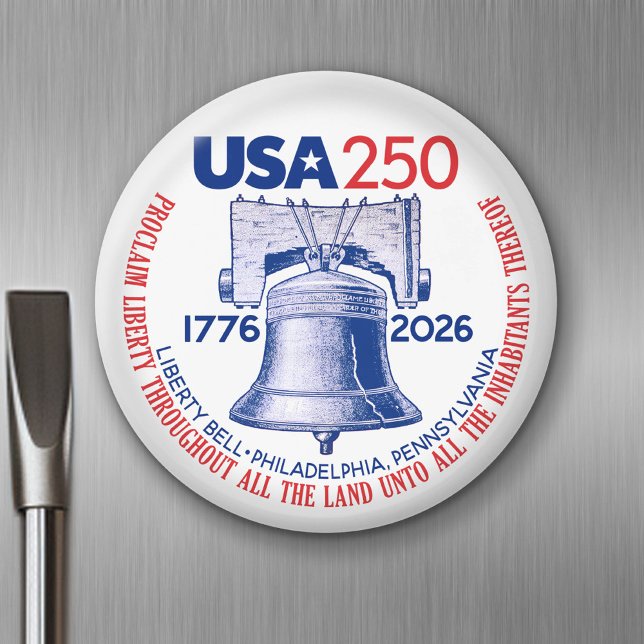 Íman EUA 250 - 1776-2026 - Liberty Bell Red White Blue (USA 250 - Celebrate America - American Revolution 250 Magnet)