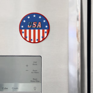 Íman EUA - Bandeira Americana e Estrelas em Círculo