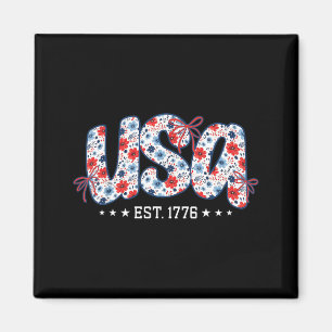 Íman EUA Est 1776 Floral Préppy 4 de Julho Coquette