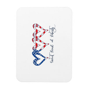 Íman EUA Flag Patriotic Hearts 4 de julho Sweet Land o