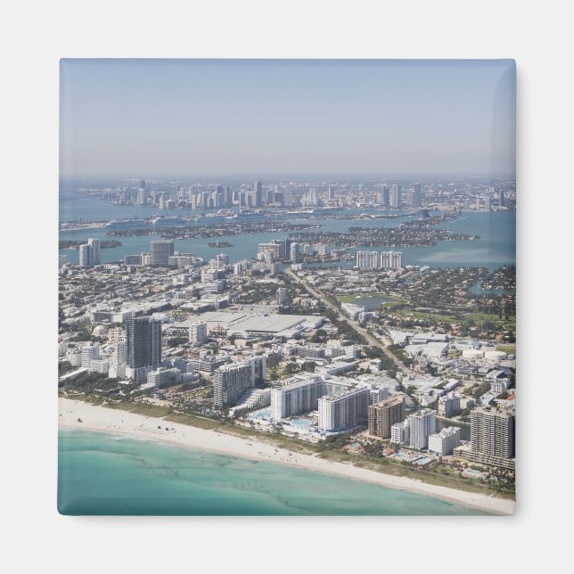 Íman EUA, Flórida, Miami, paisagem urbana com praia 3 (Frente)