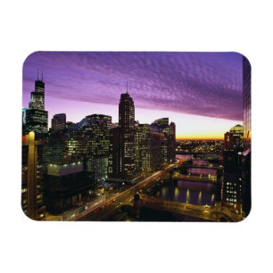 Íman EUA, IL, Chicago. Horizonte e rio de Chicago