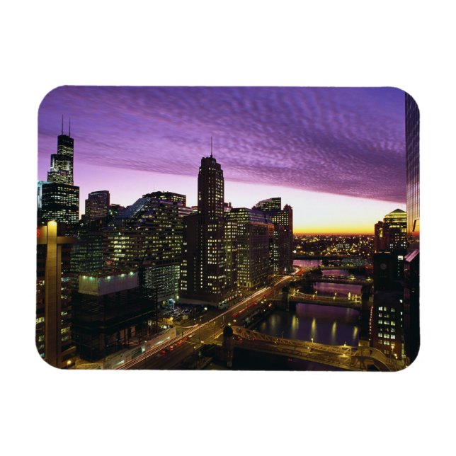 Íman EUA, IL, Chicago. Horizonte e rio de Chicago (Horizontal)