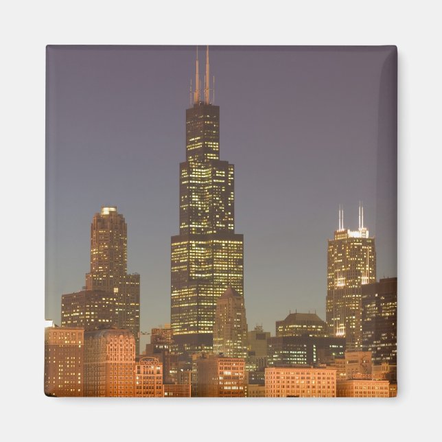 Íman EUA, Illinois, Chicago: Skyline da Cidade / Noite (Frente)