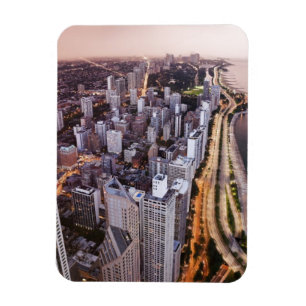 Íman EUA, Illinois, Chicago, vista aérea do lago