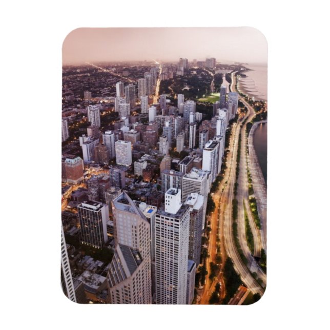 Íman EUA, Illinois, Chicago, vista aérea do lago (Vertical)