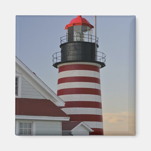 Íman EUA, Maine, Lubec. Farol West Quoddy Head, (Frente)
