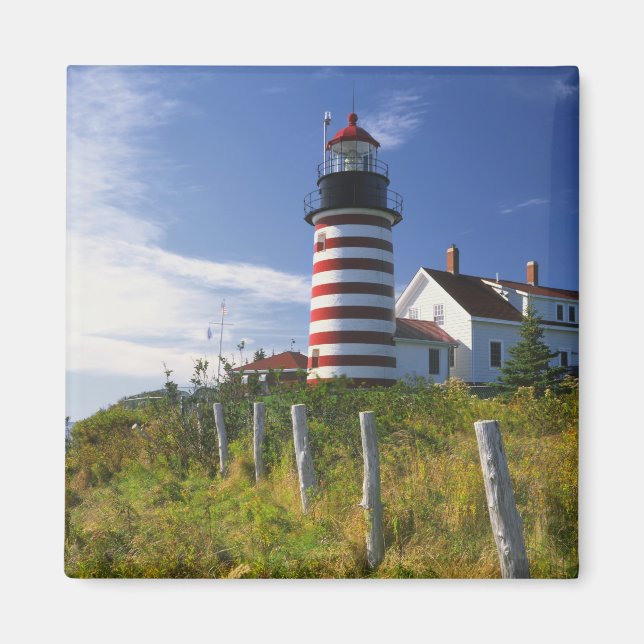 Íman EUA, Maine, Lubec. Farol West Quoddy Head (Frente)