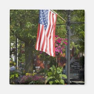 Íman EUA, Nova York, Lewiston. Bandeira americana anexa