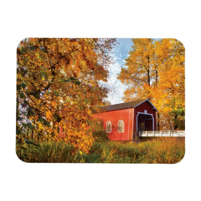 Íman EUA, Oregon. Shimanek Covered Bridge De Manhã (Horizontal)