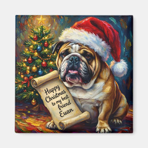 Íman EUAN ~ BULLDOG Cumprimentos de Natal ~ Ímã