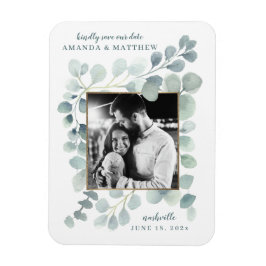 Íman Eucalyptus Greenery Watercolor Foliage Dusty Blue