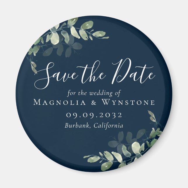 Íman Eucalyptus Wedding Save The Date Magnet (Frente)