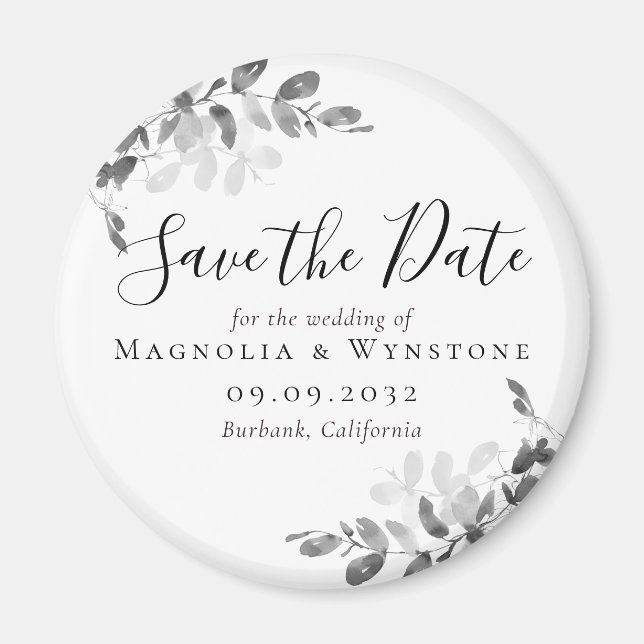 Íman Eucalyptus Wedding Save The Date Magnet (Frente)