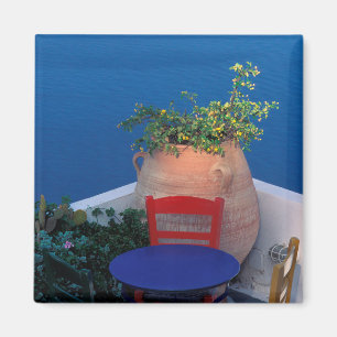 Íman Europa, Grécia, Santorini. Terraço com vista para 