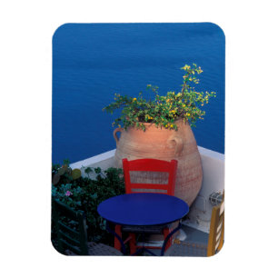 Íman Europa, Grécia, Santorini. Terraço com vista para