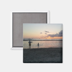 Íman Evening Sunset Tropical Beach Waikiki Oahu Hawaii