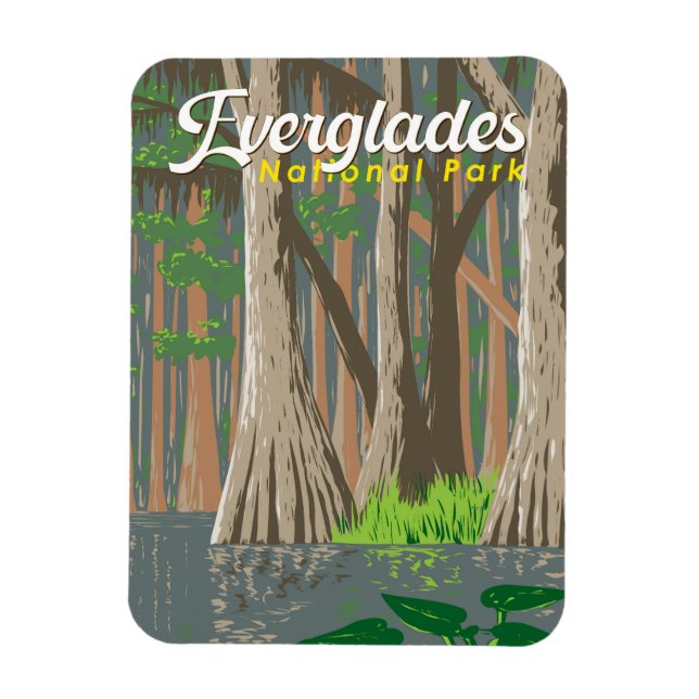 Íman Everglades National Park Illustration Viagem Art (Vertical)