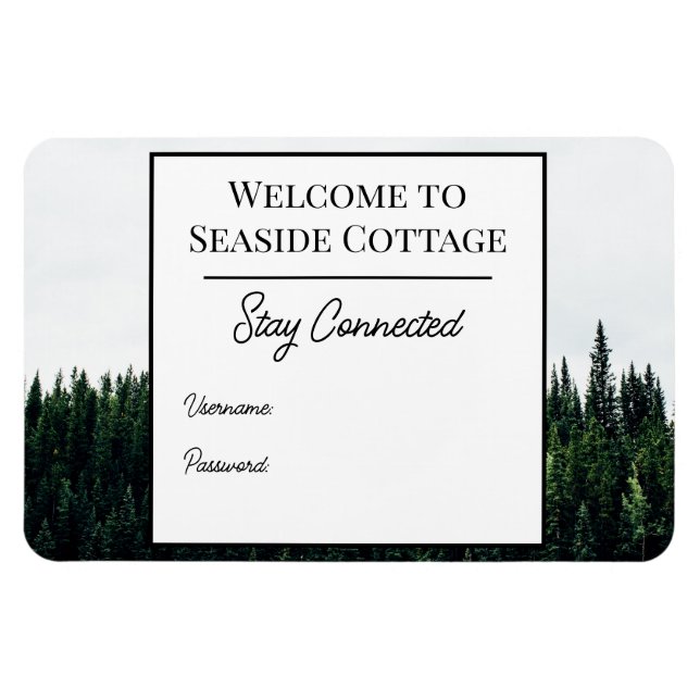 Íman Evergreen Trees Airbnb Vacation Rental Wifi Magnet (Horizontal)