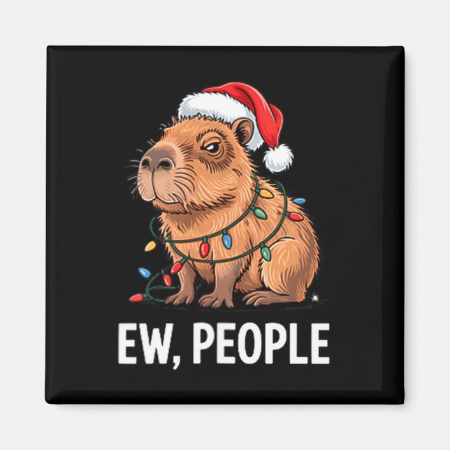 Íman Ew People Capybara Christmas Lights Funny Introver (Frente)