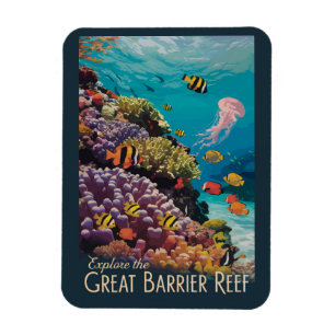 Íman Excelente Barrier Reef Queensland Viagem Art Vinta