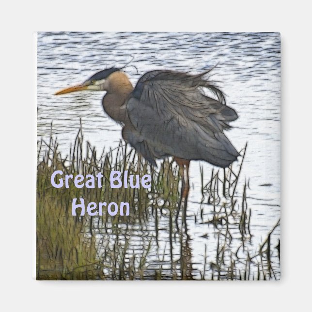 Íman EXCELENTE BLUE HERON Wildlife Magnet Gifts (Frente)