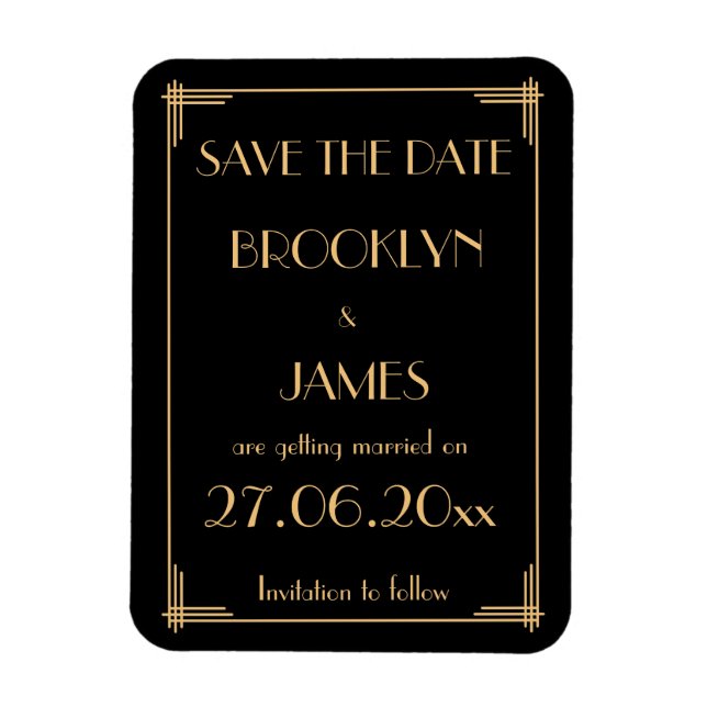 Íman Excelente Gatsby Art Deco Casamento Salve O Magnet (Vertical)