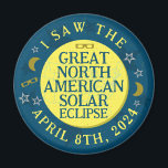 Íman Excelente North American Solar Eclipse 8 de abril<br><div class="desc">Em 8 de abril de 2024, um eclipse solar total será visível em muitos Estados Unidos, México e Canadá. Se você está planejando comemorar este evento excitante com uma festa de exibição divertida, essas imãs de geladeira de souvenir são perfeitas para você. O texto diz "Eu vi o Excelente do...</div>