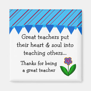 Íman Excelente Teacher Stripes e Dizer Floral
