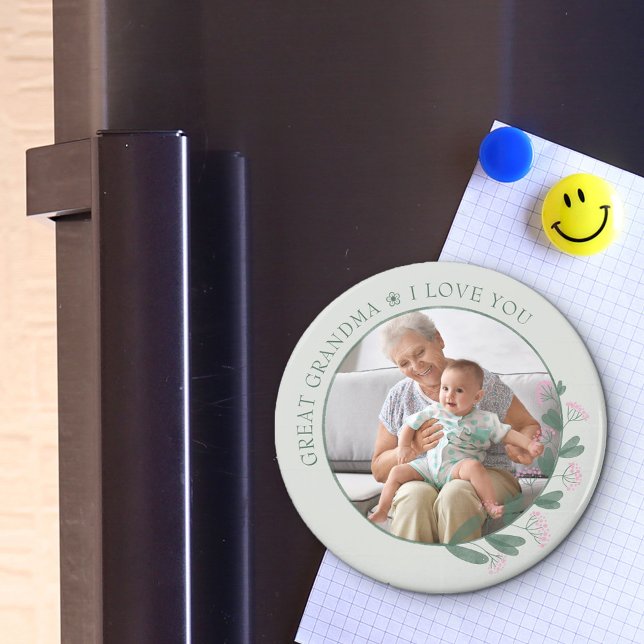 Íman Excelente Vovó Te Ama Foto De Flor Selvagem Roxo (Criador carregado)