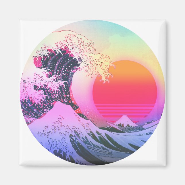 Íman Excelente Wave Kanagawa Vaporwave Aestética (Frente)