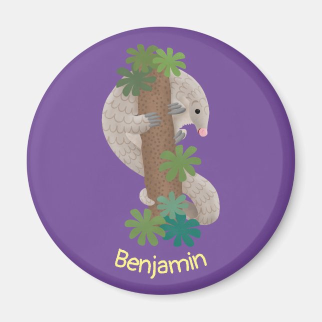 Íman Exemplo de tamanduá de pangolim feliz e bonito (Frente)