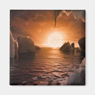 Íman Exoplanetário Trapist-1f Do Lado Noturno Icy.