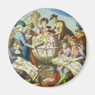 Íman Exploradores Vintage com Mapa do Globo Antigo, 154