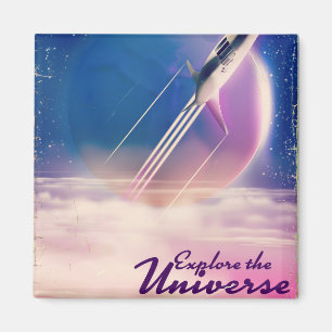 Íman Explore o Universo Cartaz vintage do espaço