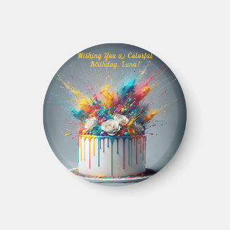 Íman Explosão de alegria - Bolo de aniversário feliz