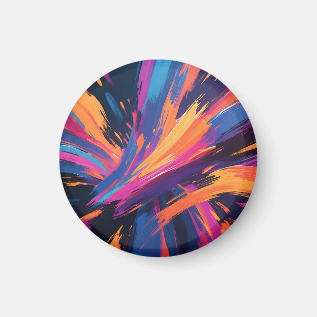 Íman Explosão de Cor com Pinceladas Abstratas Vibrantes (Frente)