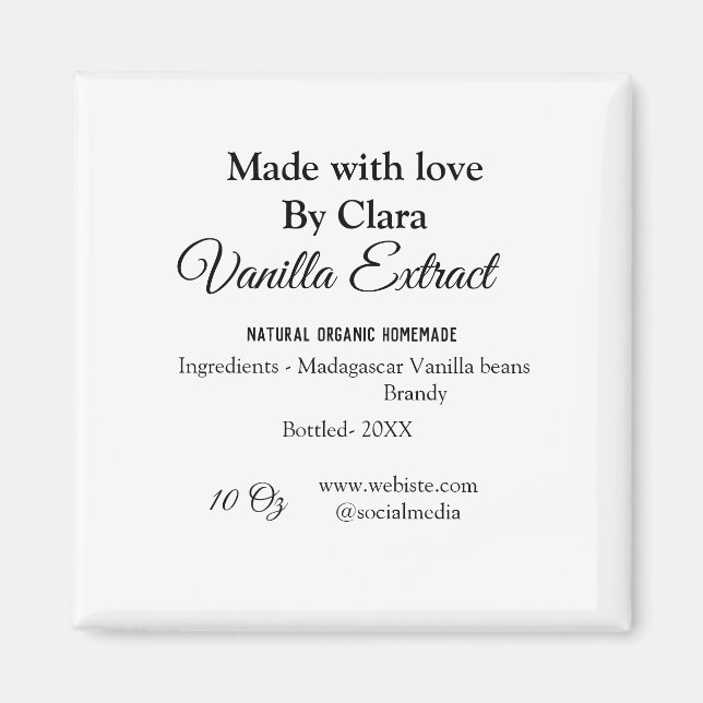 Íman Extrato de baunilha casado adicionar ingredientes  (Frente)