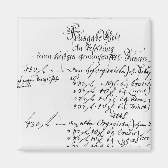 Íman Extrato do pagamento de salário de J.S. Bach (Frente)