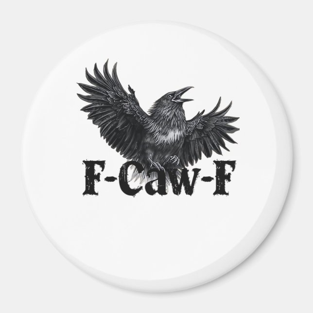 Íman F-Caw-F Angry Raven Art Print Gothic Crow Illustra (Frente)