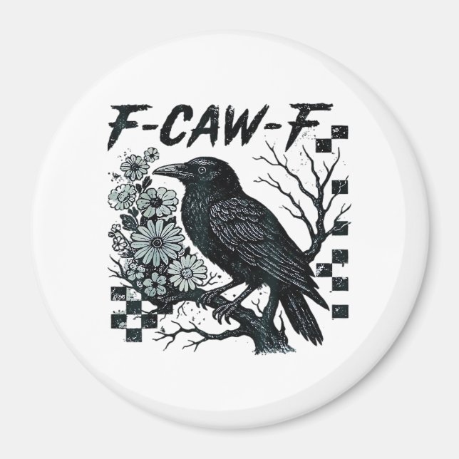 Íman F-Caw-F Corvo Pássaro Retro Clássico (Frente)