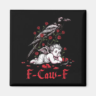 Íman F-caw-f Floral Engraçado Pássaro Preto Cupido Anti