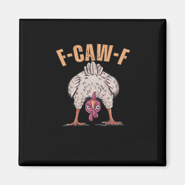 Íman F Caw F Galinha Engraçada Estilo Clássico Retro Le (Frente)