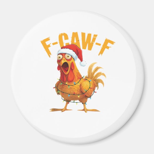 Íman F-Caw-F Natal Galinha Divertida Natal Essencial (Frente)